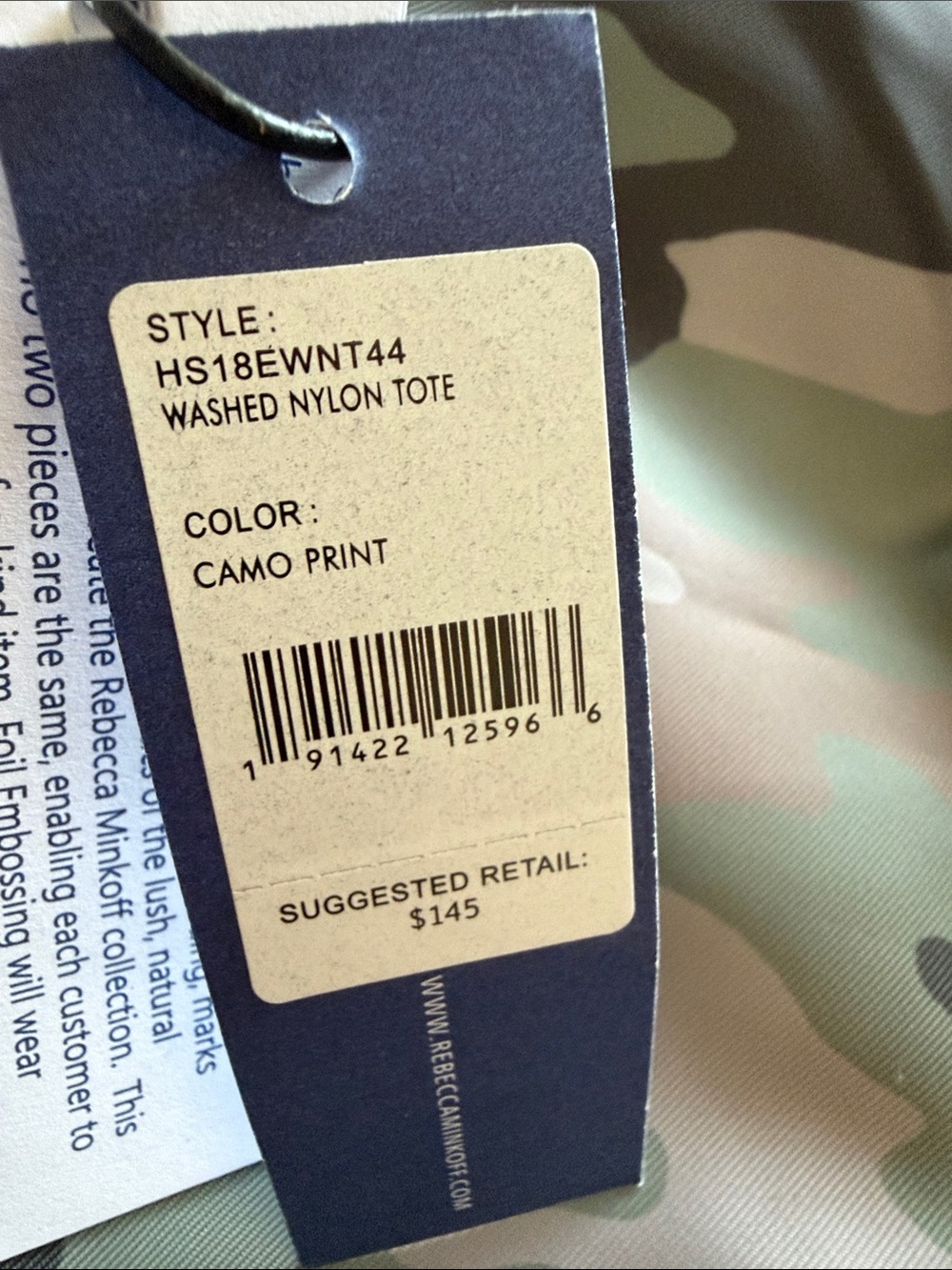 NEW Rebecca Minkoff Camo Washed Nylon Tote Bag - Green Camo - Picture 13 of 14